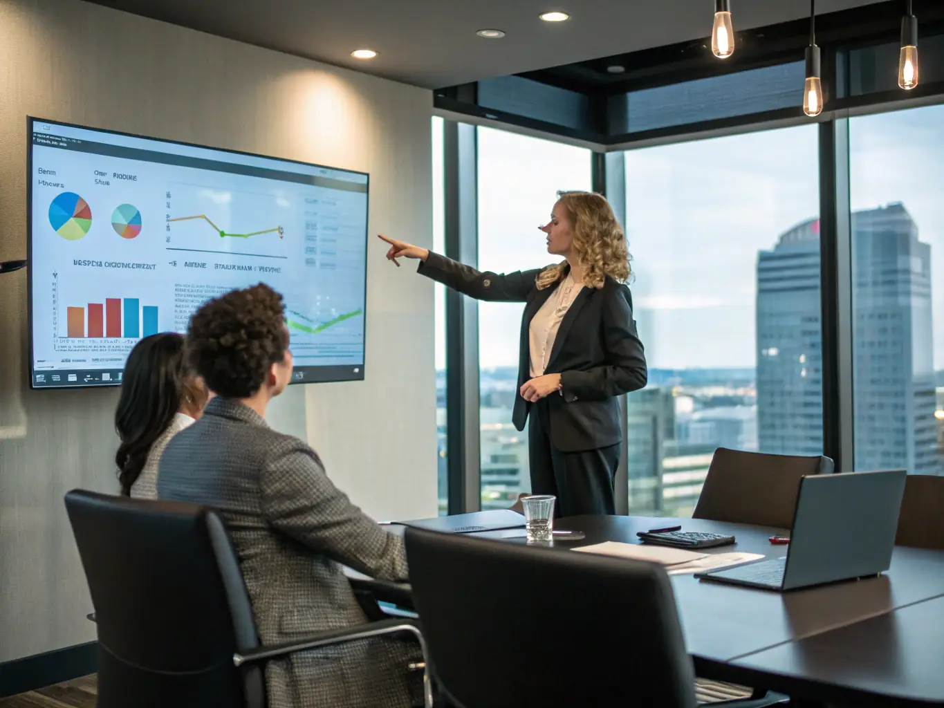 A professional Indian woman confidently presenting a career plan on a whiteboard during a coaching session, with diverse team members engaged in discussion in a modern office setting.