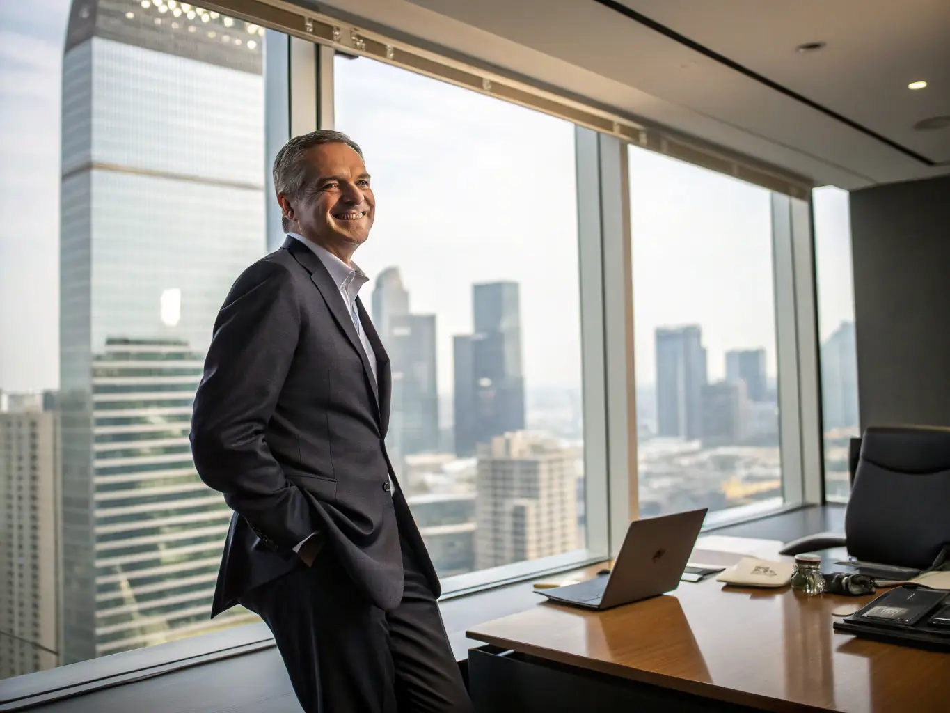 An Indian executive looking confidently at the camera, symbolizing leadership and career advancement achieved through BrainEngine's coaching.
